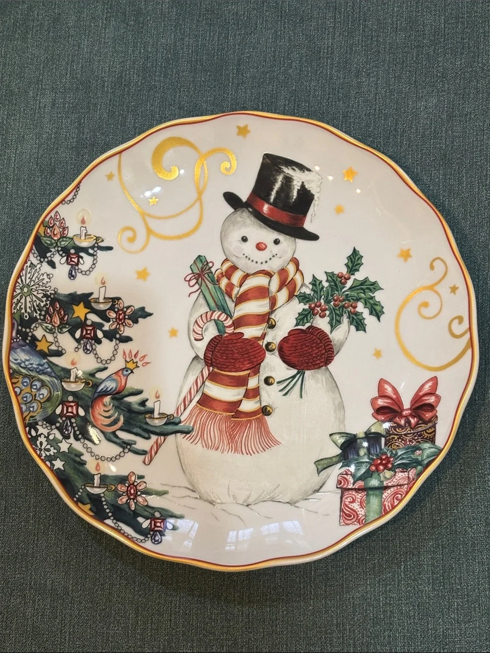 Williams Sonoma Snowman Twas the Night Before Christmas Dinner Plate